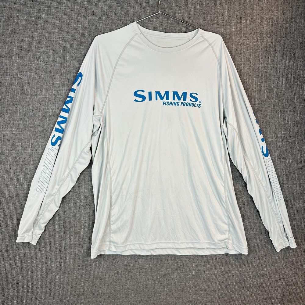 SIMMS Fishing Products Long Sleeve Crew Neck Sun Protection‎ Shirt Activewear